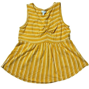 Lucky Brand 100% cotton yellow &‎ white stripe tank top in size small